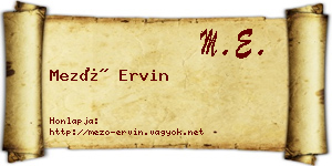 Mező Ervin névjegykártya